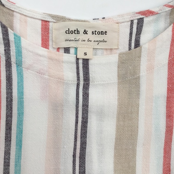 Cloth & Stone Dress Striped Linen Blend Size S - Picture 5 of 8